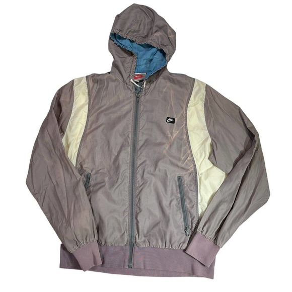 Vintage 90s Nike Windbreaker Jacket Hooded XL Zip Sun Faded Purple‎ Silver Tag - Picture 1 of 6